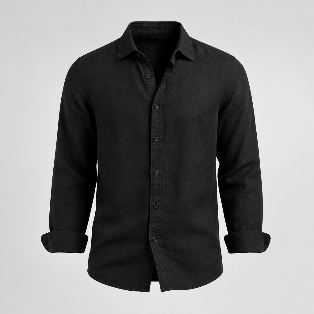 Black Linen Casual Shirt
