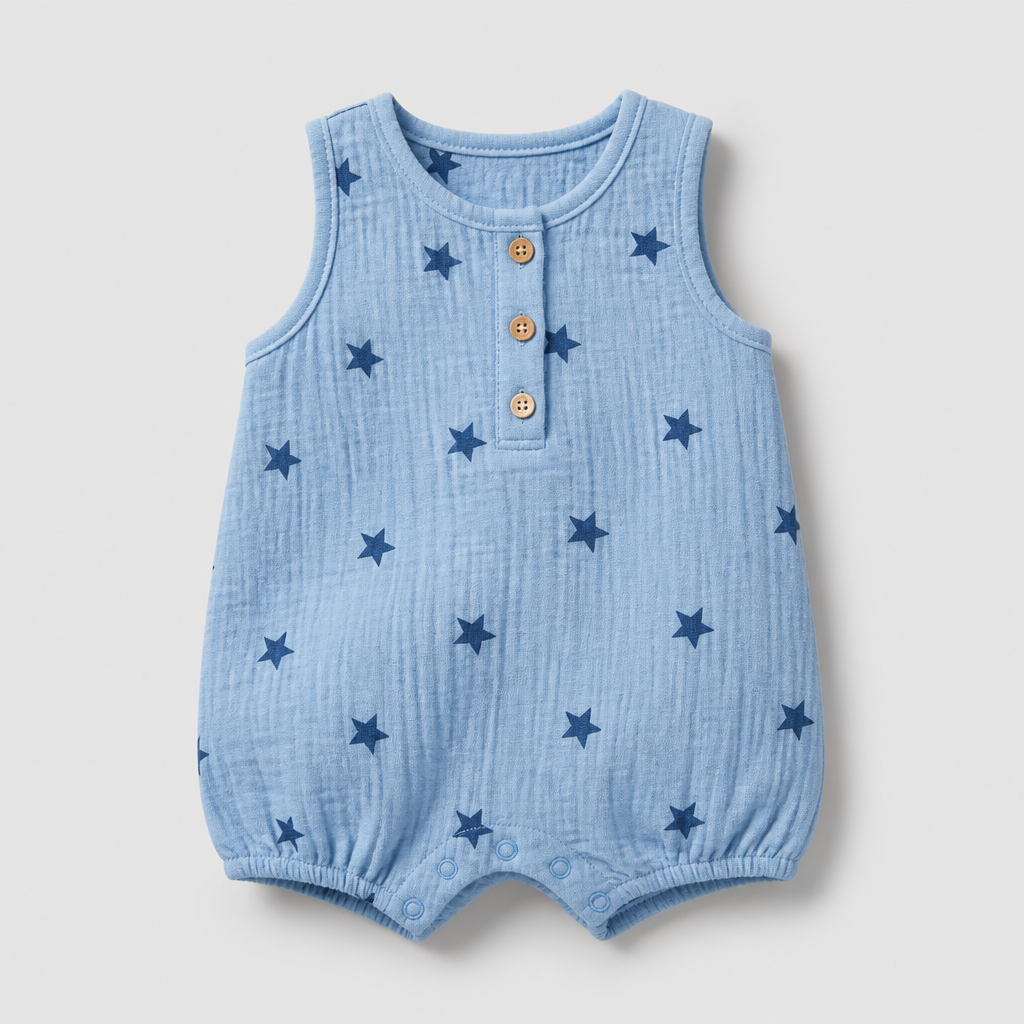 Blue Star Print Romper